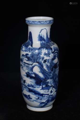 A Blue and White Landscape Pattern Porcelain Vase
