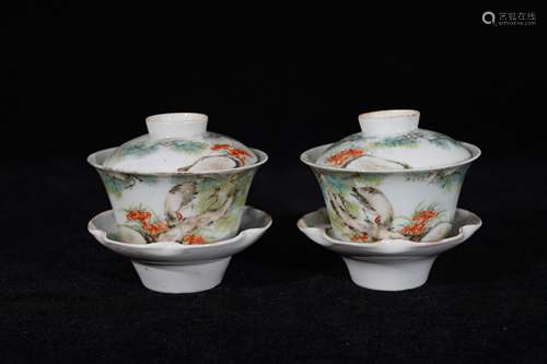 A Pair Of Landscape Pattern Bowls