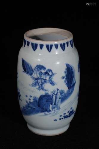A Blue And White Landscape Character Porcelain Vase