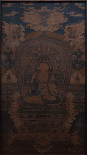 A Chinese Buddha Silk Painting