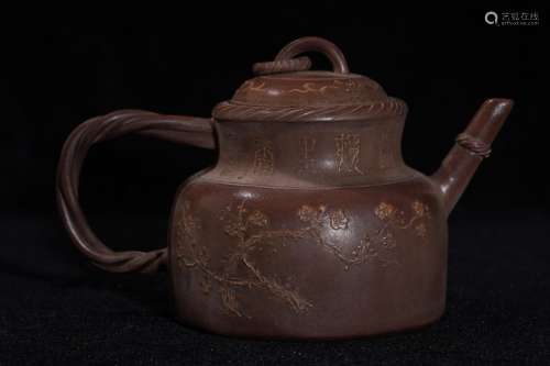 A Purple Clay Landscape Pattern Tea Pot