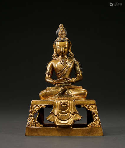 十八世纪 铜鎏金长寿佛坐像