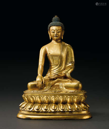 清 铜鎏金释迦牟尼佛坐像