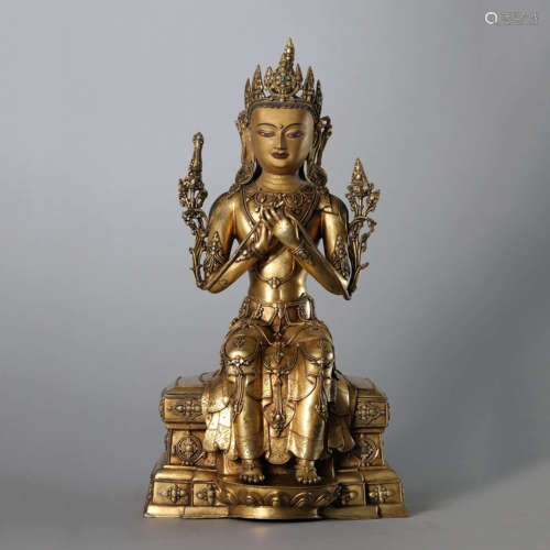 Gilt Bronze Figure of Manjushri