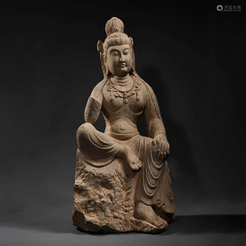 Carved Sandstone Figure of Avalokitesvara