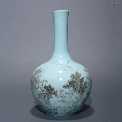 Sky-Blue Glaze Flower Bottle Vase