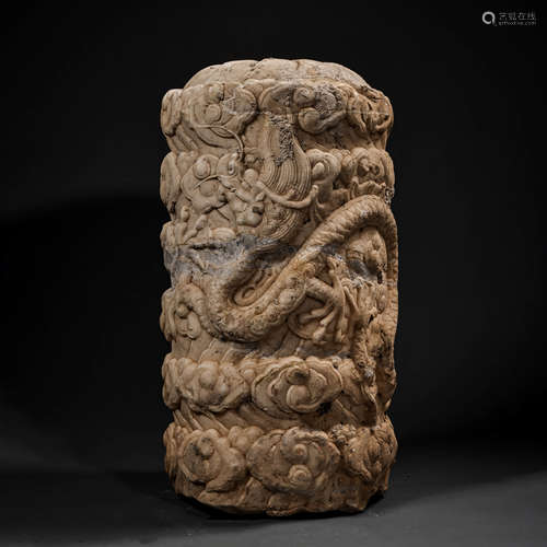 Carved Marble Stone Dragon Pillar