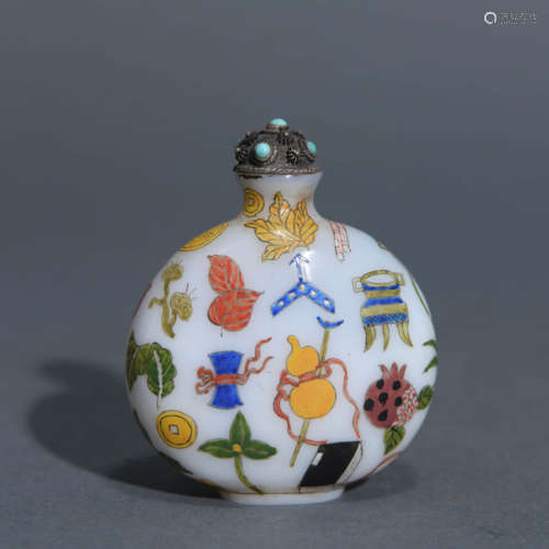 Inlaid White Glass Double-Gourd-Shape Snuff Bottle Guyuexuan