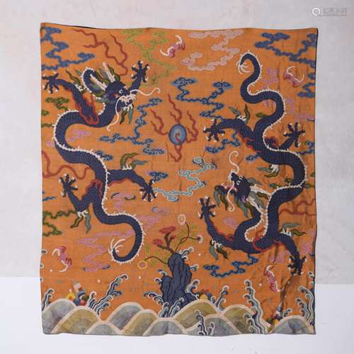 Embroidered Panel of Dragon and Pearl