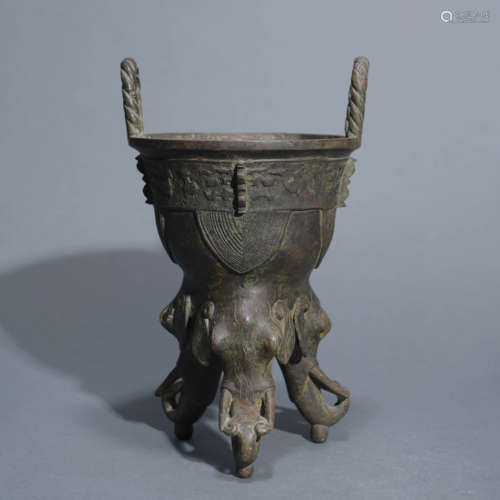 Bronze Elephant-Leg Tripod Censer