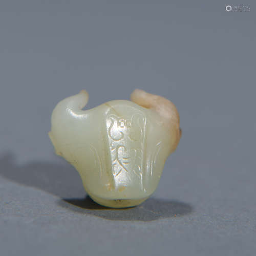 Carved Celadon Jade Head of Bull