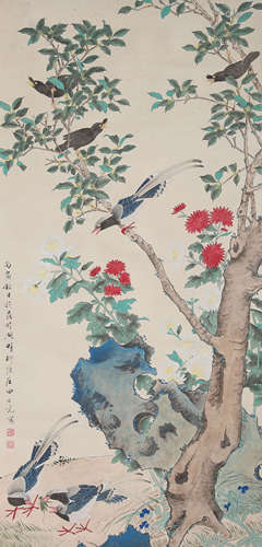 Chinese Flower and Bird Painting, Tian Shiguang Mark