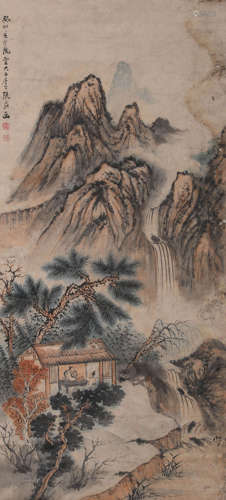 Chinese Landscape Painting Paper Scroll, Zhang Daqian Mark