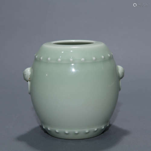 Celadon Glaze Barrel-Form Jar