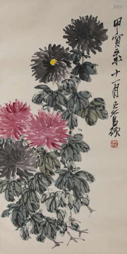 Chinese Flower Painting on Paper, Wu Changshuo Mark