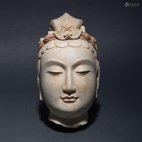 Carved Marble Stone Head of Avalokitesvara