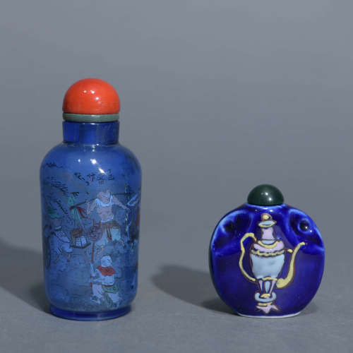 Two Glass Figure Snuff Bottles