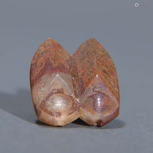 Carved Brownish Jade Double Cicada