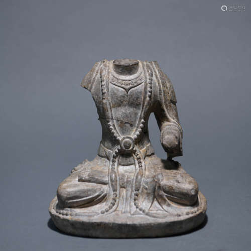 Carved Grey Stone Buddha Statue