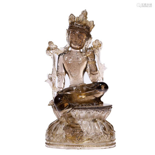 Carved Rock Crystal Figure of Guanyin