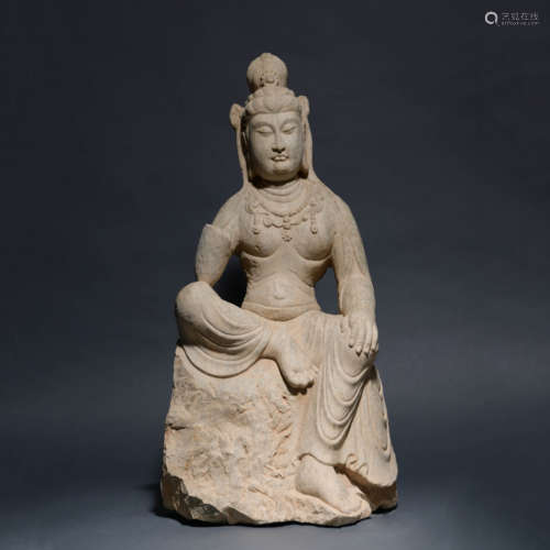 Carved Sandstone Figure of Avalokitesvara