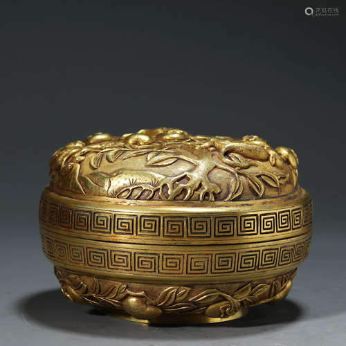 Gilt Bronze Circular Box and Cover