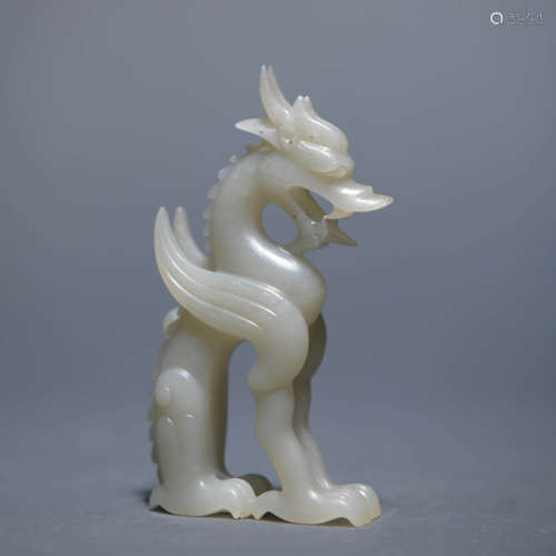 Carved Greyish Jade Dragon