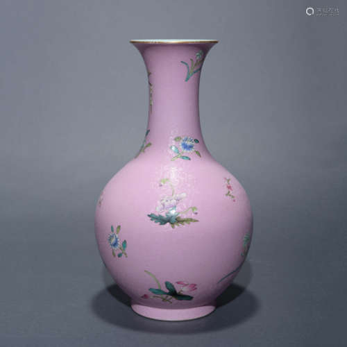 Famille Rose Butterfly Globular Vase