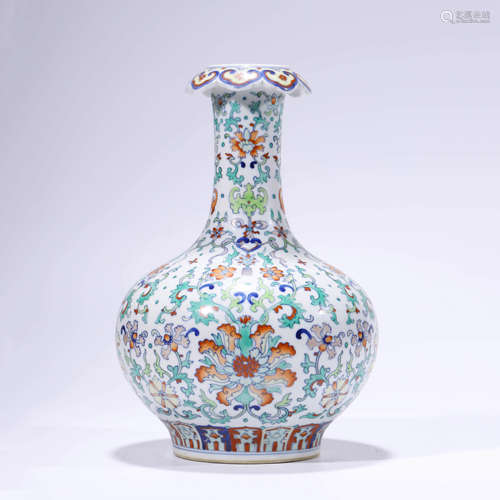 Doucai Glaze Flower Dish-Top Vase