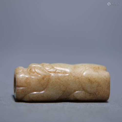 Carved Russet Jade Tiger Ornament