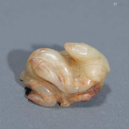 Carved Russet Jade Mythical Beast Ornament