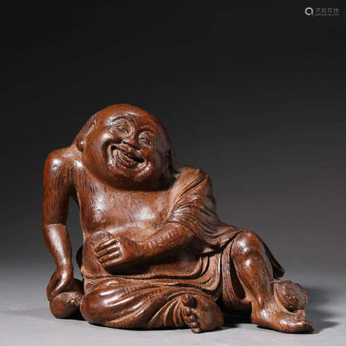 Carved Bamboo Figure of Liuhai and His Toad