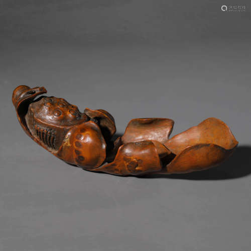 Carved Bamboo Figure of Lotus-Root Incense Holder