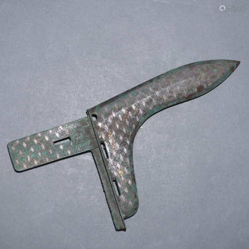 Gold and Silver Inlaid Bronze Blade Ge