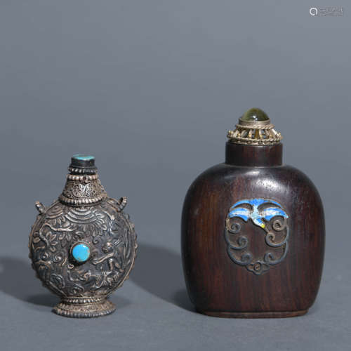 Two Inlaid Snuff Bottles