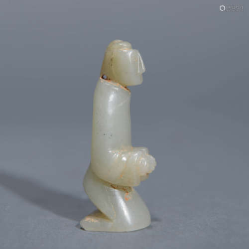 Carved Celadon Jade Figure Attendant