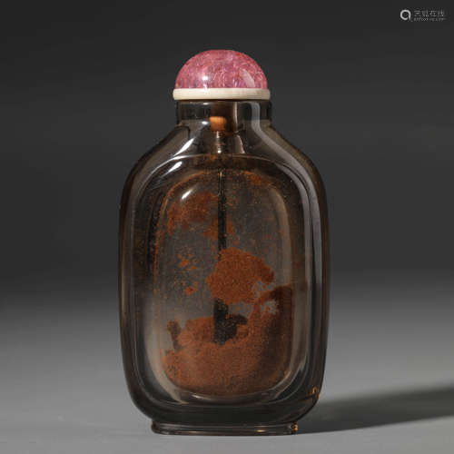 Carved Crystal Rock Snuff Bottle