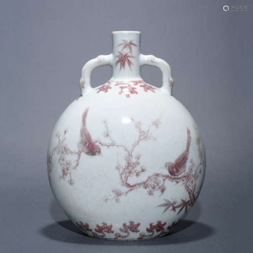 Copper-Red Glaze Flower and Bird Tianqiuping