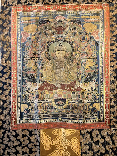 Chinese hand woven embroidered Buddha statue