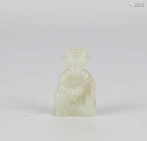 China ancient Hotan white jade carved Cattle shaped ornament...