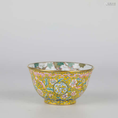 Chinese copper enamel flower bowl