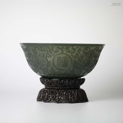 China Hotan Jasper carving big bowl