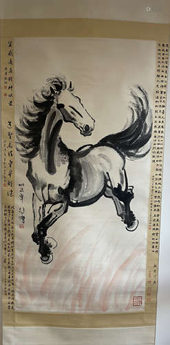 Chinese ink galloping horse painting