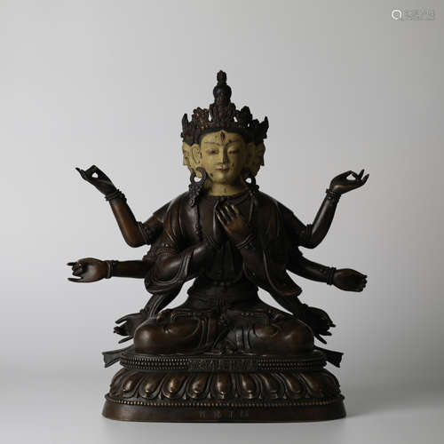 Bronze painted Buddha statues,18th