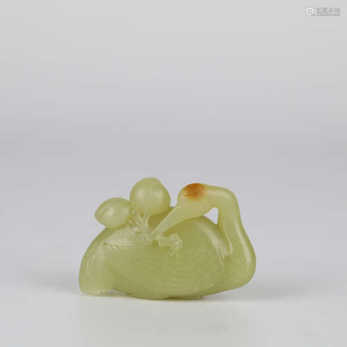 China Hotan yellow jade crane Ornaments