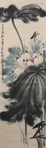 A Zhang daqian's lotus painting