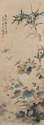 A Wang xuetao's flowers and birds painting