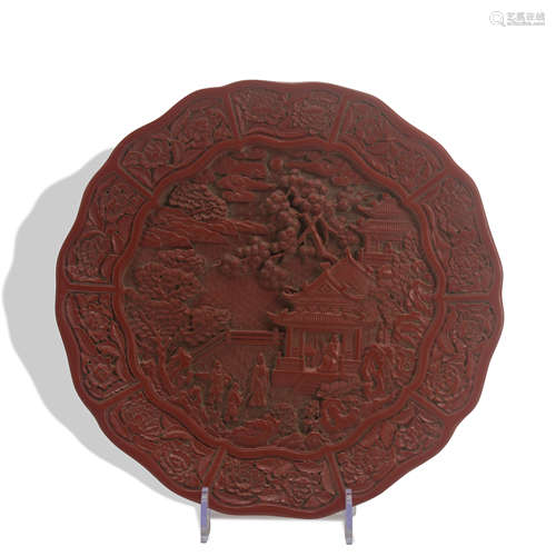 A carved lacquerware 'figure' dish