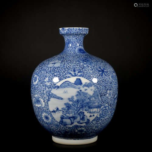 A blue and white 'floral' vase