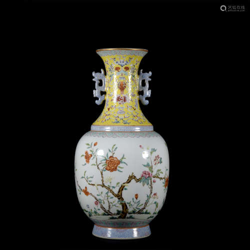 A famille-rose 'floral' vase